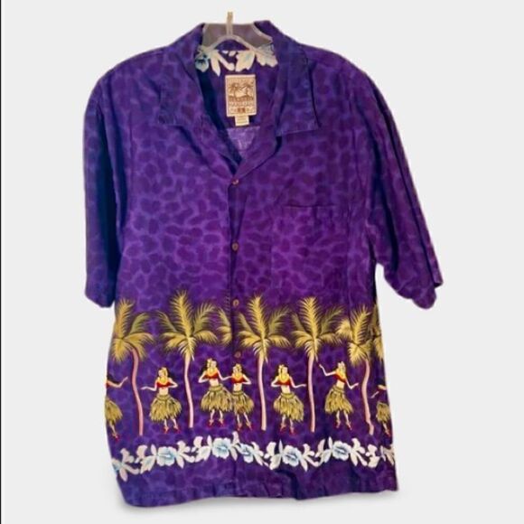 Steve & Barry Hula Girls Men's Large Multicolor Short Sleeve Button Down. - Picture 1 of 8